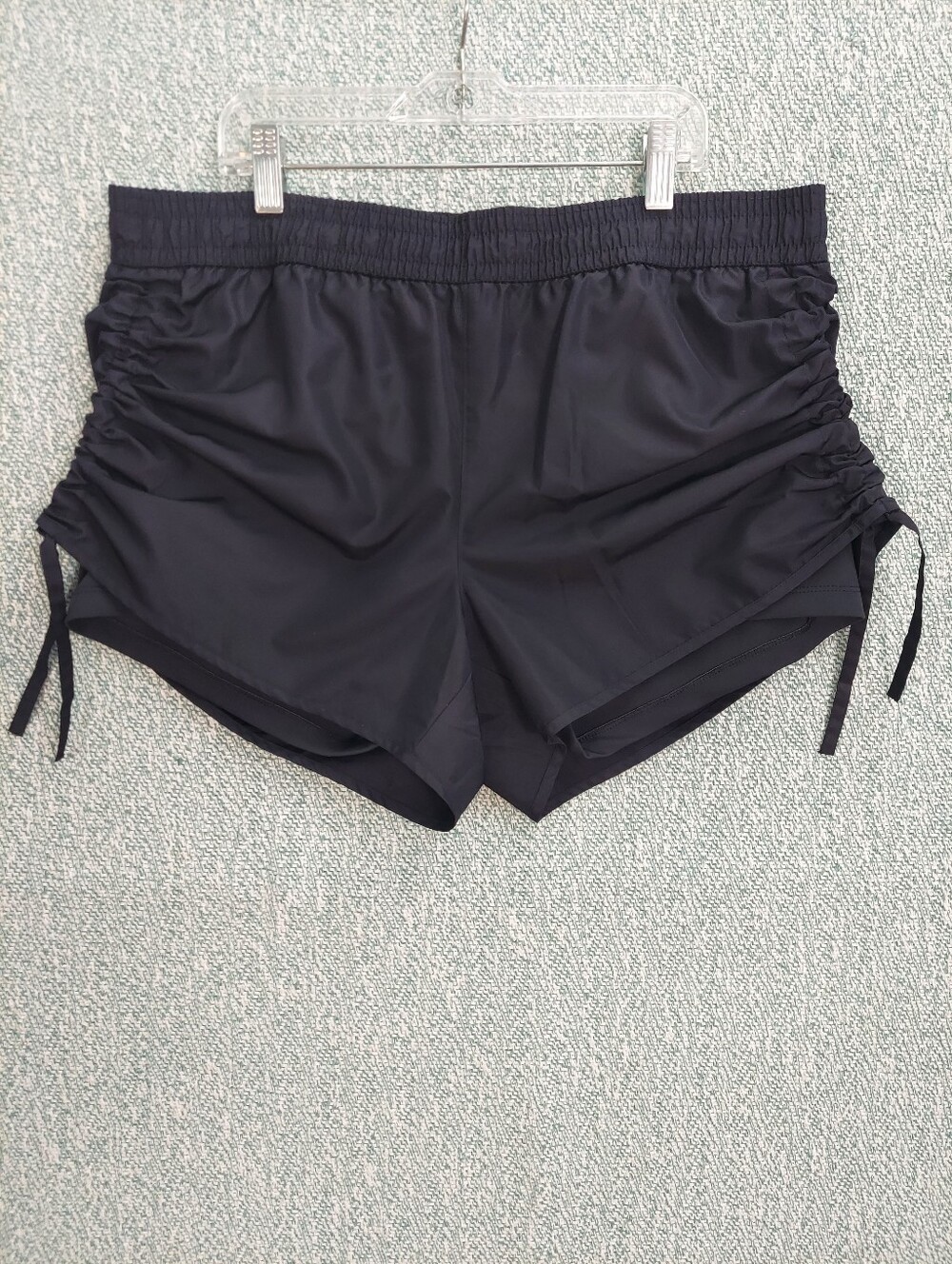 ​L-RL Ralph Lauren Ruched Athletic Shorts Compression Liner Black Large
